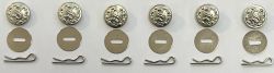 "S" Button, SMALL, NICKEL = 6 SMALL "S" Buttons - 6 Disc - 6 Cotter Pin KITS